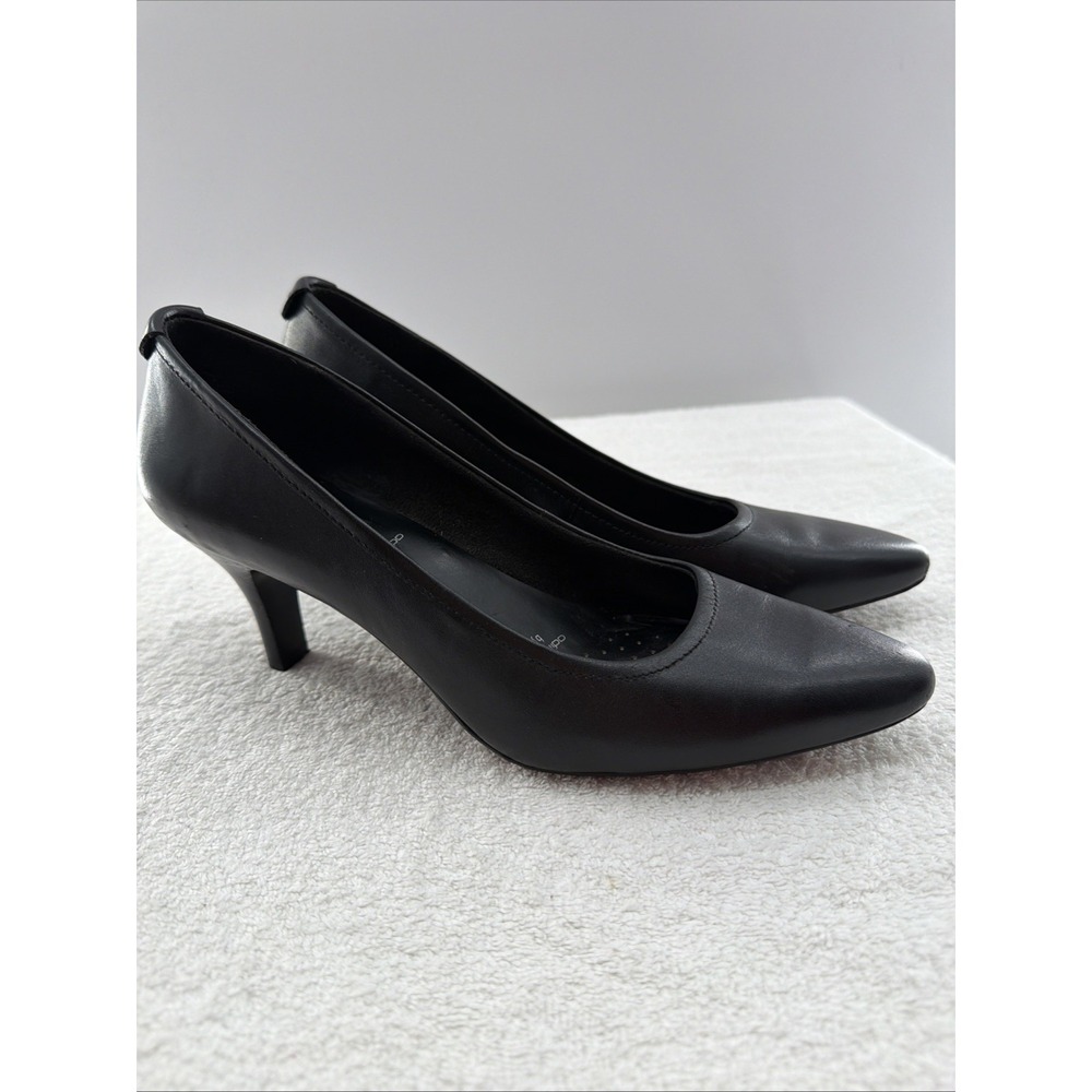 Women's Rockport Black Leather Dress Pumps Size 8M Total Motion Adiprene Adidas